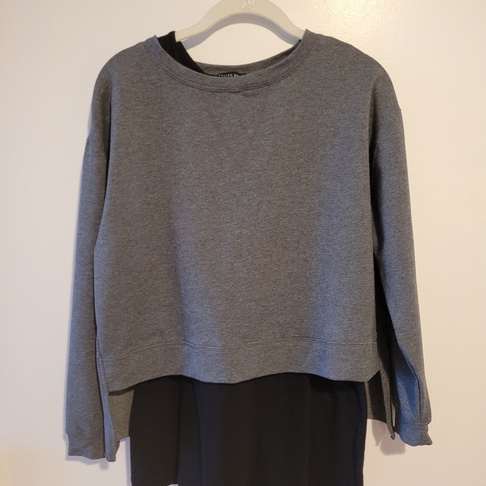 WALTER BAKER Grey Cropped Sweatshirt (open back with ties/great for layering)